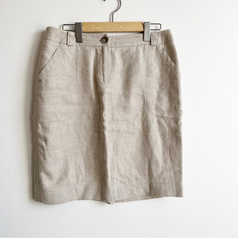 MaxMara Weekend Linen Pencil Mini Skirt Size 8 Beige Classic